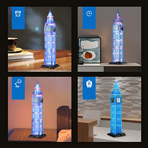 Loads Juego de construcción modular para casa con 1337 piezas de arquitectura del Big Ben de Londres con iluminación, compatible con Lego