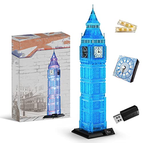 Loads Juego de construcción modular para casa con 1337 piezas de arquitectura del Big Ben de Londres con iluminación, compatible con Lego