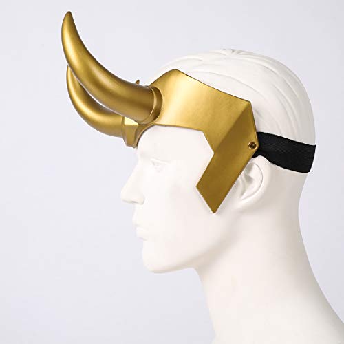 Loki - Casco con cuernos de película Thor Ragnarok Corona nórdica Mitología Halloween disfraz máscara accesorio accesorio para la cabeza, amarillo (loki)