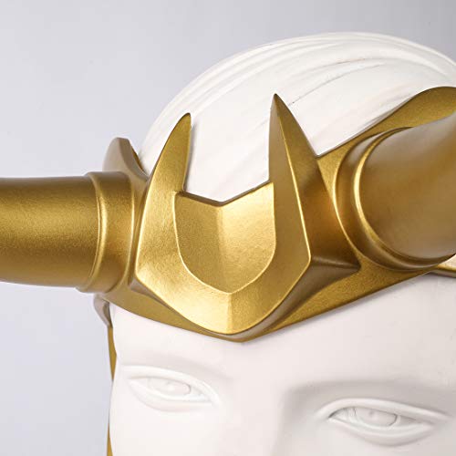 Loki - Casco con cuernos de película Thor Ragnarok Corona nórdica Mitología Halloween disfraz máscara accesorio accesorio para la cabeza, amarillo (loki)