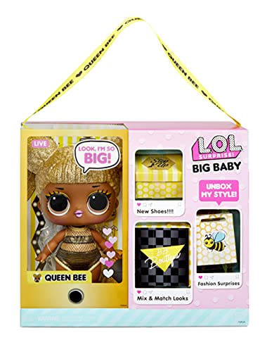 L.O.L. Surprise!-LOL Surprise Big Baby Queen Bee-Muñeca Grande de 27,9 cm-con Ropa, Zapatos, Accesorios y más-Caja Reutilizable-Pendientes USA y Comparte-Coleccionable-Edad: 4+ años, Color (578192)