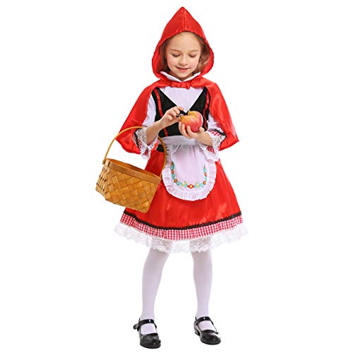 LOLANTA Disfraz de Caperucita Roja para niñas Disfraz de Cosplay de Halloween para niñas (5-6 años)