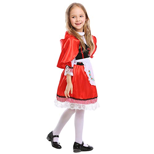 LOLANTA Disfraz de Caperucita Roja para niñas Disfraz de Cosplay de Halloween para niñas (5-6 años)