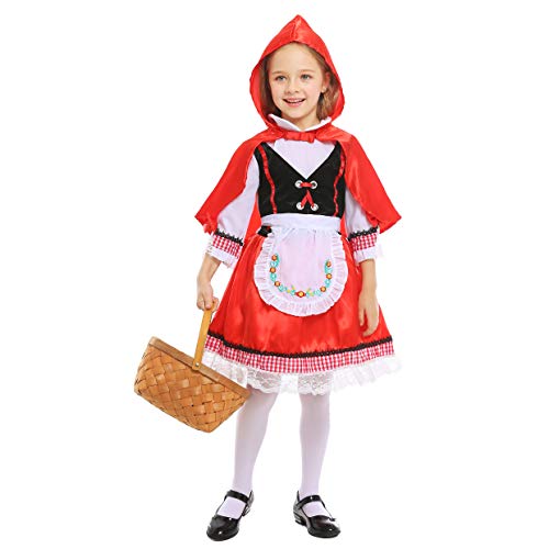 LOLANTA Disfraz de Caperucita Roja para niñas Disfraz de Cosplay de Halloween para niñas (5-6 años)