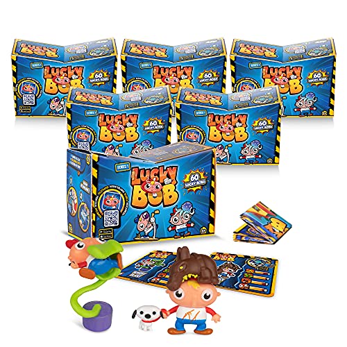 LUCKY BOB 6 Packs de 2 Figuras | Pack de 12 Figuras coleccionables y divertidas de Lucky Bob con 12 Accesorios | Juguete muñeco para niños +3 años