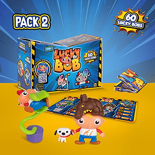 LUCKY BOB Pack de 2 Figuras coleccionables, 2 Accesorios y 2 Cartas para interactuar con la App