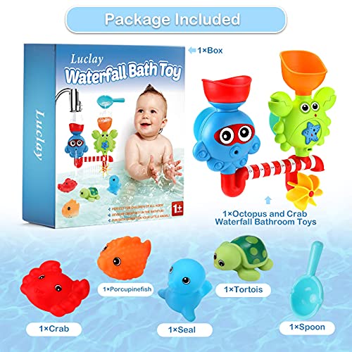 Luclay Juego de Juguetes de Baño de Bebé, Juguete de Baño de Ducha Para 1,2,3,4,5 Años Niño niña regalo juguetes conjunto, Juguetes de Bañera de la Serie Marine Animal para Niños Pequeños de 12 Meses