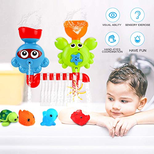 Luclay Juego de Juguetes de Baño de Bebé, Juguete de Baño de Ducha Para 1,2,3,4,5 Años Niño niña regalo juguetes conjunto, Juguetes de Bañera de la Serie Marine Animal para Niños Pequeños de 12 Meses