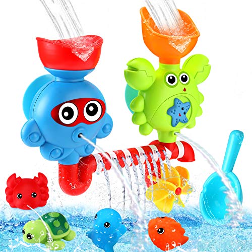 Luclay Juego de Juguetes de Baño de Bebé, Juguete de Baño de Ducha Para 1,2,3,4,5 Años Niño niña regalo juguetes conjunto, Juguetes de Bañera de la Serie Marine Animal para Niños Pequeños de 12 Meses