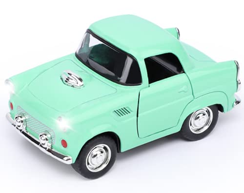 M-zen Versión de lujo Modelo de coche Mini vehículo clásico retrovisor Coche de juguete encantador con luces Sonido y puertas que se abren Regalos de cumpleaños Navidad para niños pequeños - Modelo fu