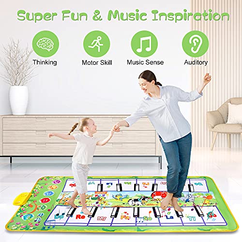 m zimoon Pad De Piano para Niños, (140 X 70 Cm) Tamaño Grande Alfombrilla De Danza Doble Musical Sonido De Animal Piano Colorido Alfombra De Juego para Niños Y Niñas Juguetes Educativos De MúSica