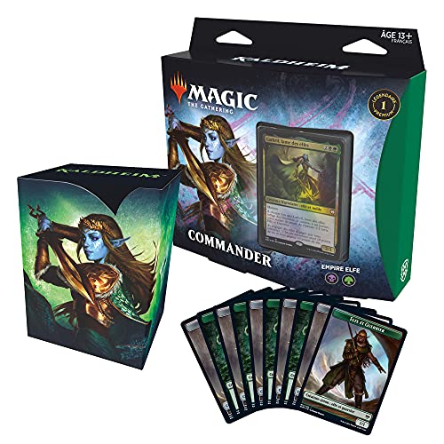 Magic The Gathering Commander Kaldheim: Empire elfe (Carta de 100 Cartas), Color Verde y Negro