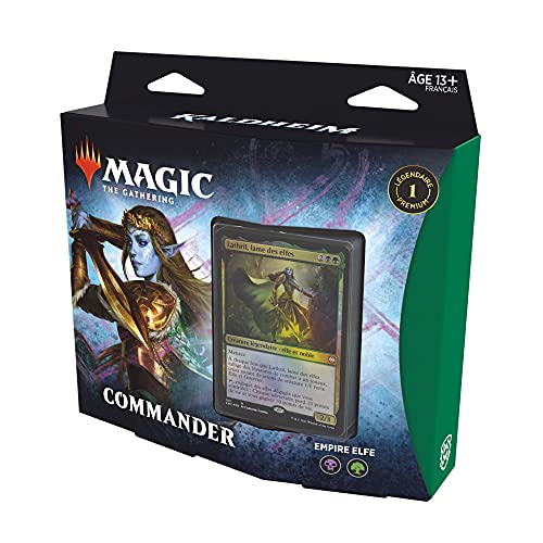 Magic The Gathering Commander Kaldheim: Empire elfe (Carta de 100 Cartas), Color Verde y Negro