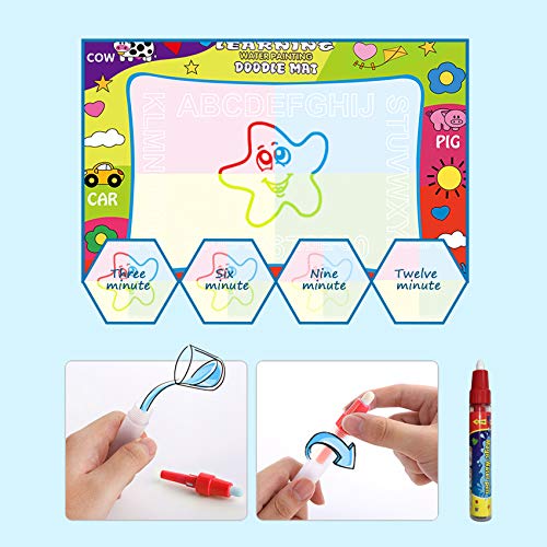 Magic Water Doodle Mat con muestras de colores del arco iris, niños Water Drawing Mat Board, juguetes educativos para niños