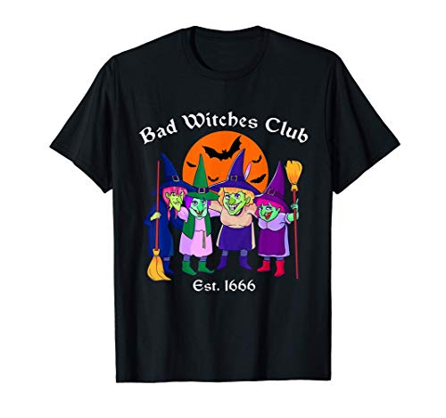 Malas Brujas Club De Halloween Bruja Salem Grupo A Juego Camiseta