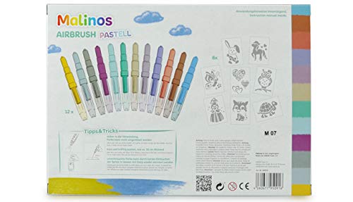 MALINOS Aerógrafo Pastel, 12 lápices y 8 plantillas (300970)