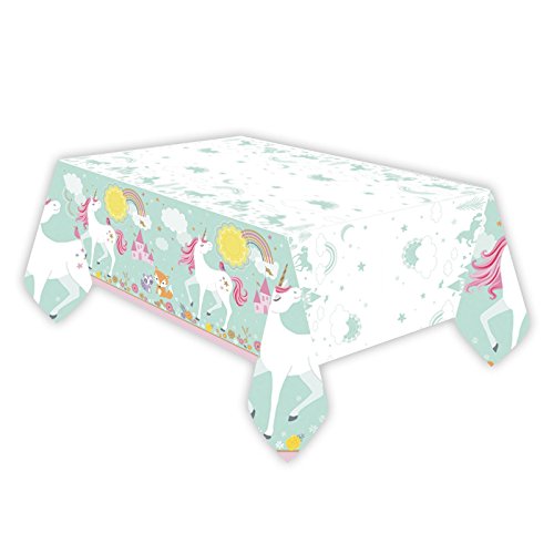 Mantel de plástico de unicornio mágico para niñas, suministros de fiesta de fantasía, cumpleaños, picnic, buffet, vajilla