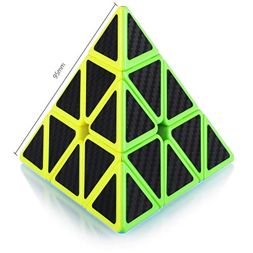 Maomaoyu Piramide Cubo 3x3 3x3x3 Profesional Pyraminx Puzzle Cubo de la Velocidad Fibra De Carbono Negro