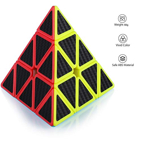 Maomaoyu Piramide Cubo 3x3 3x3x3 Profesional Pyraminx Puzzle Cubo de la Velocidad Fibra De Carbono Negro