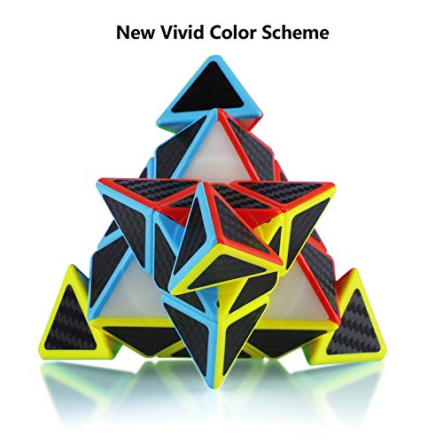 Maomaoyu Piramide Cubo 3x3 3x3x3 Profesional Pyraminx Puzzle Cubo de la Velocidad Fibra De Carbono Negro