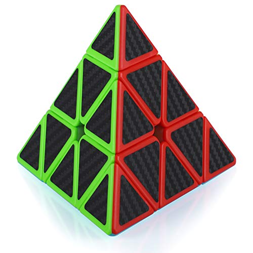 Maomaoyu Piramide Cubo 3x3 3x3x3 Profesional Pyraminx Puzzle Cubo de la Velocidad Fibra De Carbono Negro