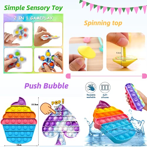 MarckersHome Fidget Toys Pack, 22 Piezas Juego de Juguetes antiestrés Simple, con Llavero antiestrés de Tortuga con Bola antiestrés para niños, Regalos para niños, antiestrés para Adultos