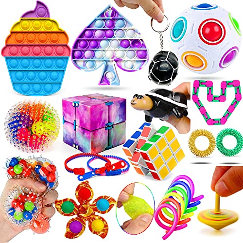 MarckersHome Fidget Toys Pack, 22 Piezas Juego de Juguetes antiestrés Simple, con Llavero antiestrés de Tortuga con Bola antiestrés para niños, Regalos para niños, antiestrés para Adultos