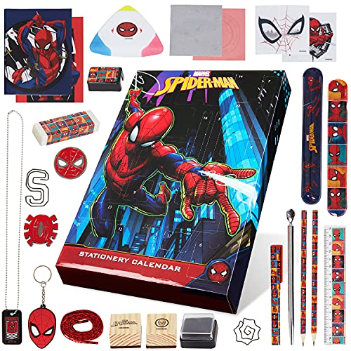 Marvel Calendario Adviento 2021 de Spiderman, Calendario Adviento para Niños, 24 Sorpresas de PapelerÍa Niños