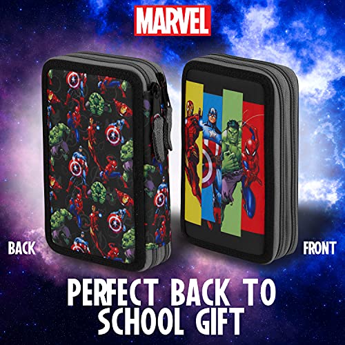 Marvel Estuche Escolar De 2 Compartimentos, Estuche Escolar Grande con Material Escolar de Los Vengadores