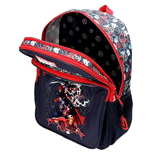 Marvel Los Vengadores Avengers Team Mochila Escolar Doble Compartimento Adaptable a Carro Azul 30x40x13 cms Poliéster 15,6L