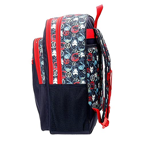 Marvel Los Vengadores Avengers Team Mochila Escolar Doble Compartimento Adaptable a Carro Azul 30x40x13 cms Poliéster 15,6L