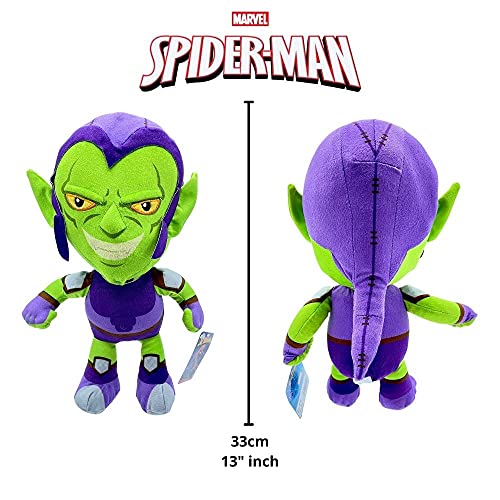 Marvel, Spiderman Villanos Peluche The Lizard, Doctor Octopus, Carnage, Venom, y Green Goblin - 28-33 CM ( 11-13") Licencia Oficial (GREEN GOBLIN)