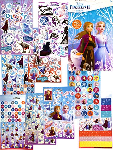 Más de 700 pegatinas – Pegatinas para niños de la nueva película Disney Frozen 2 – Incluye Elsa, Anna, Kristoff, Olaf y más pegatinas de personajes – 6 hojas de pegatinas