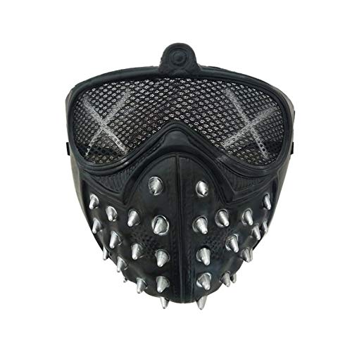 Máscara de Halloween Punk Diablo Cosplay Anime Escenario Pasos Fantasma Calle Mascarada Muerte Máscaras Reloj Perros Remache Partido Mascarillas Cara Mascarillas Negro, 16 x 19 x 9 cm