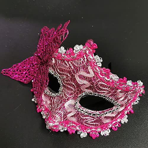 Máscaras De Disfraces Máscara De Encaje Sexy Máscara Veneciana para Mujer Máscara De Princesa Mariposa Máscara De Graduación para Fiesta De Disfraces Cosplay,Rose Red