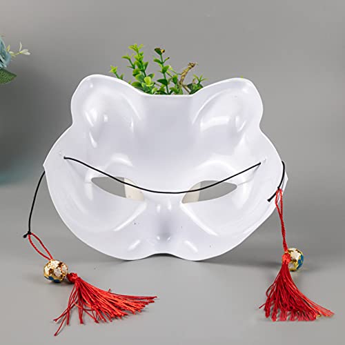 Máscaras de Gato Máscara de Media Cara Máscara de Cosplay Máscara de Zorro Japonesa Máscara de Zorro Japonesa Estilo Anime Zorro con Borla Flor para Fiestas, Disfraces, Halloween, 2 Unidades