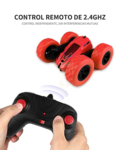 Maxesla Coches Teledirigido para Niños con 360° Rotación, 2.4 GHz Coches Teledirigidos, Coche teledirigido 4x4 de Alta Velocidad 4WD, Coche RC niños de 6 7 8 9 12 años de Edad Regalo, Rojo