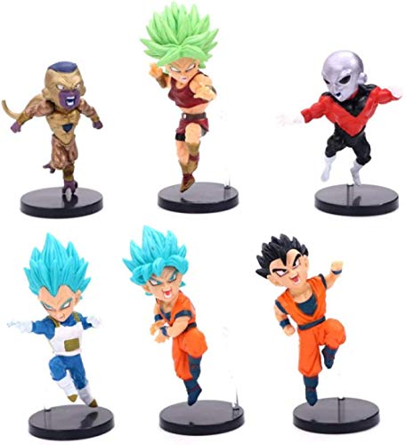 Mdcgok Modelo Personajes de Anime 6 unids / Set Dragon Ball Z Broly Frizza Goku Vegeta Gohan Dios Super Saiya PVC Figura de Acción Estatuilla Colección Muñeca 8-10cm