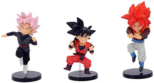 Mdcgok Personajes de Anime Modelo 6 unids / Set Dragon Ball Z Dark Goku Gogeta Vegeta Super Saiya King Fist Figura de acción PVC Estatuilla Colección muñeca 8-10cm