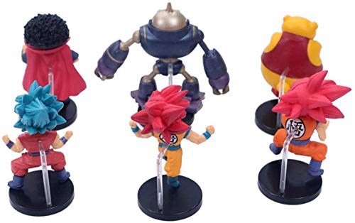 Mdcgok Personajes de Anime Modelo 6 unids / Set Dragon Ball Z Goku Super Saiya Pelo Azul Majin Buu Mr. Satan Trunks PVC estatuilla colección muñeca 9cm