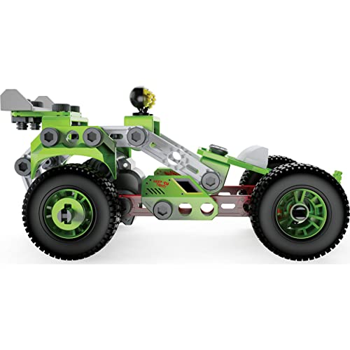 MECCANO, 3-in-1 Model Building, for Kids Aged 5 and Up Junior, 3 en 1 Deluxe Pull Back Buggy Steam Kit de construcción para niños a Partir de 5 años, Color Gris (Spin Master 6055133)