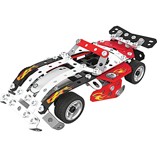 MECCANO Kit de construcción Modelo Stem de vehículos de Carreras 10 en 1 con 225 Piezas y Herramientas Reales, Juguetes para niños para niños de 8 años en adelante (6060104)