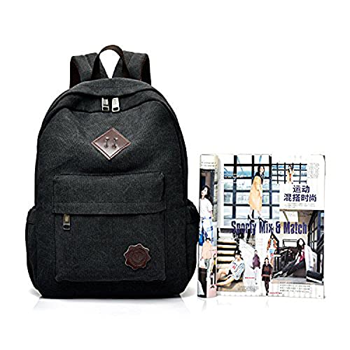 MeCool Hombre Mochilas Viaje Bolso Colegio Bandolera de Tela de Lona Marca de Monta?a Baratos Casual Escolares Deporte Bandolera para Sport Outdoor Daypack Negro