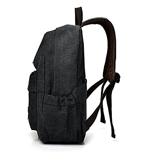 MeCool Hombre Mochilas Viaje Bolso Colegio Bandolera de Tela de Lona Marca de Monta?a Baratos Casual Escolares Deporte Bandolera para Sport Outdoor Daypack Negro