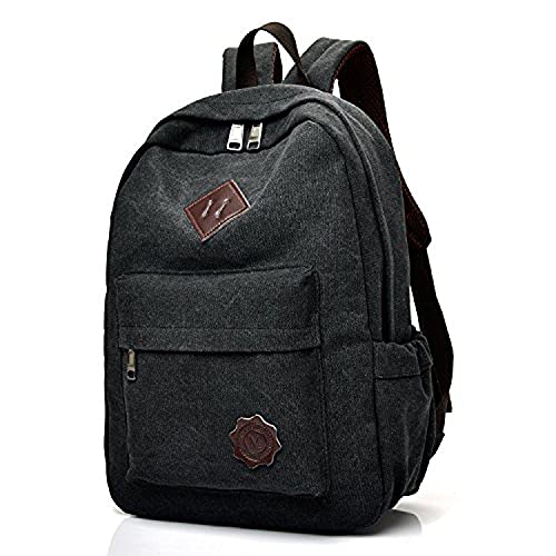 MeCool Hombre Mochilas Viaje Bolso Colegio Bandolera de Tela de Lona Marca de Monta?a Baratos Casual Escolares Deporte Bandolera para Sport Outdoor Daypack Negro