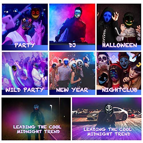 megoo Más reciente máscara led con bluetooth programable, Para de Mascarada de Disfraces Fiesta de cosplay halloween,Máscaras de led Iluminada Para Adultos,Máscara Más Genial 2021(Carga USB)