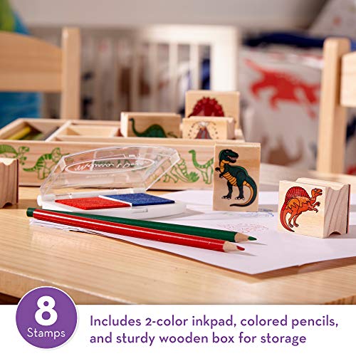 Melissa & Doug- Dinosaurs Set di Timbri in Legno, Multicolore, 1633