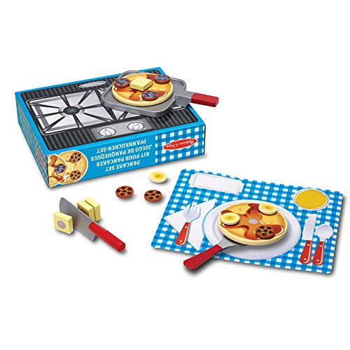 Melissa & Doug Set de tortitas / panqueques / pancakes para jugar a voltearlos y a servirlos !  |Juego simbólico para niños | Juego de comida| 3+ años