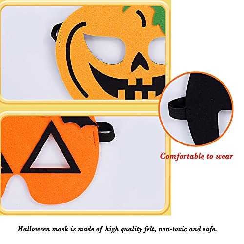 MEZHEN Mascara Halloween Decoracion Esqueleto Calabaza Mascara de Fieltro Máscaras para Niños Decoración Fiesta Halloween Cumpleaños Navidad 10 Pieza