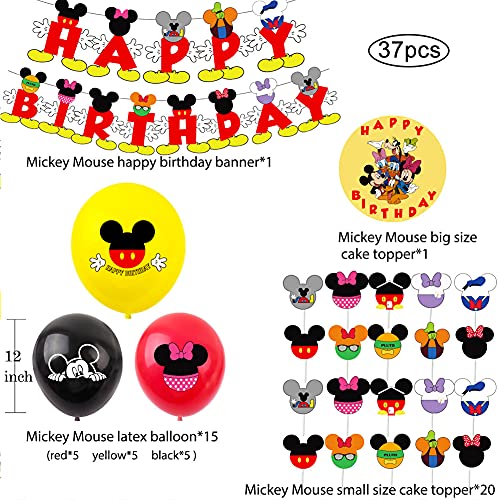 Mickey y Minnie Party Decorations, Hilloly 37 PCS Mickey Party Globos Decoraciones de cumpleaños de Mickey Mouse para Niños Cumpleaños de Chicas Baby Shower